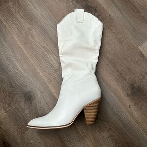 Vici White Leather Women's Boots
